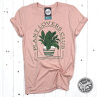 Plant Lovers Club Heather Peach crewneck short sleeve graphic tee by The Graphic Tee featuring a botanical plant design.