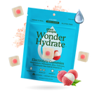 Plant People WonderHydrate Electrolyte Gummies in a clear container, showing colorful gummies for hydration and vitamins.