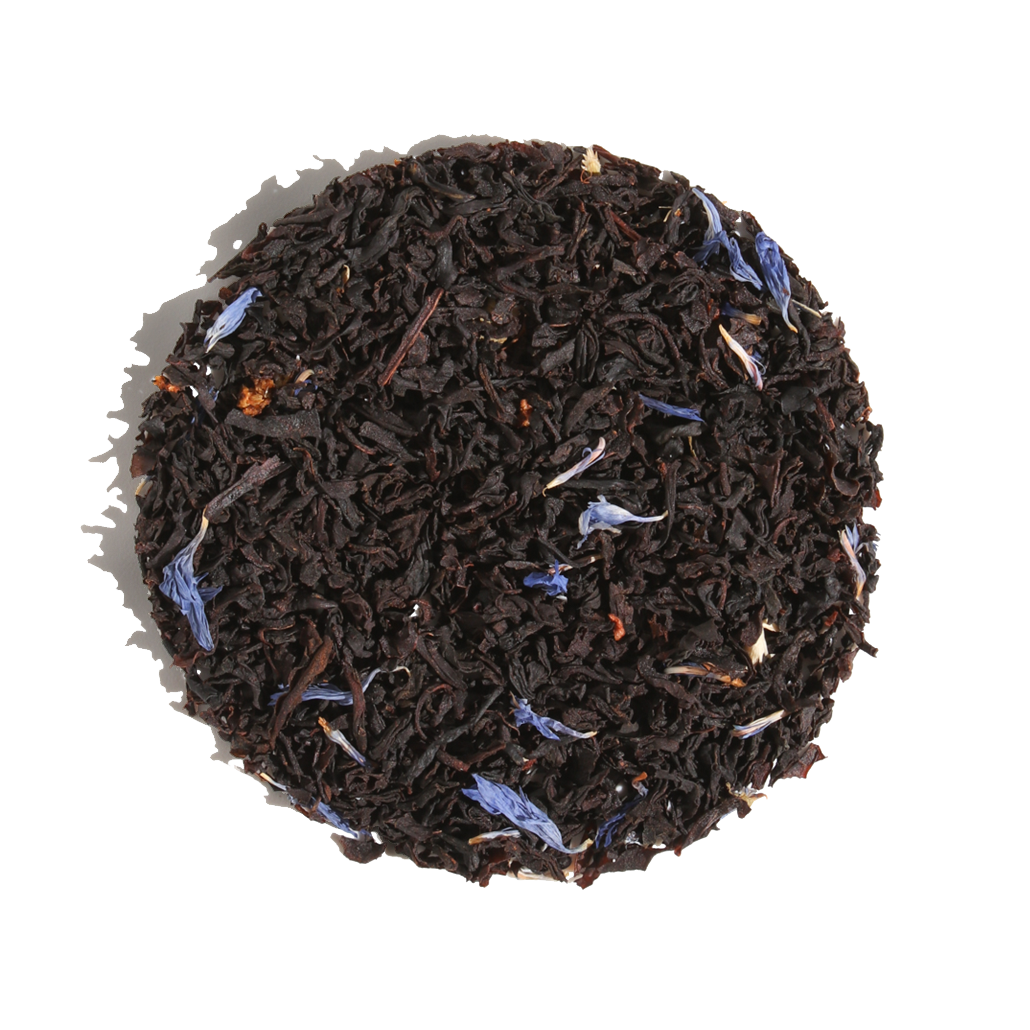 Cup of Plum Deluxe Gratitude Blend Strawberry Earl Grey tea with fresh strawberries and citrus zest in a clear glass cup.