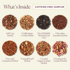 Assorted Plum Deluxe Tea Best Sellers Sampler Set featuring various caffeinated tea flavors in colorful packaging.