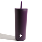 Dark purple Plum Deluxe Tea hot and cold tumbler with lid, perfect for hot or iced tea on the go.