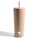 Dark purple Plum Deluxe Tea hot and cold tumbler with lid, designed for hot and iced tea, featuring a sleek, durable design.