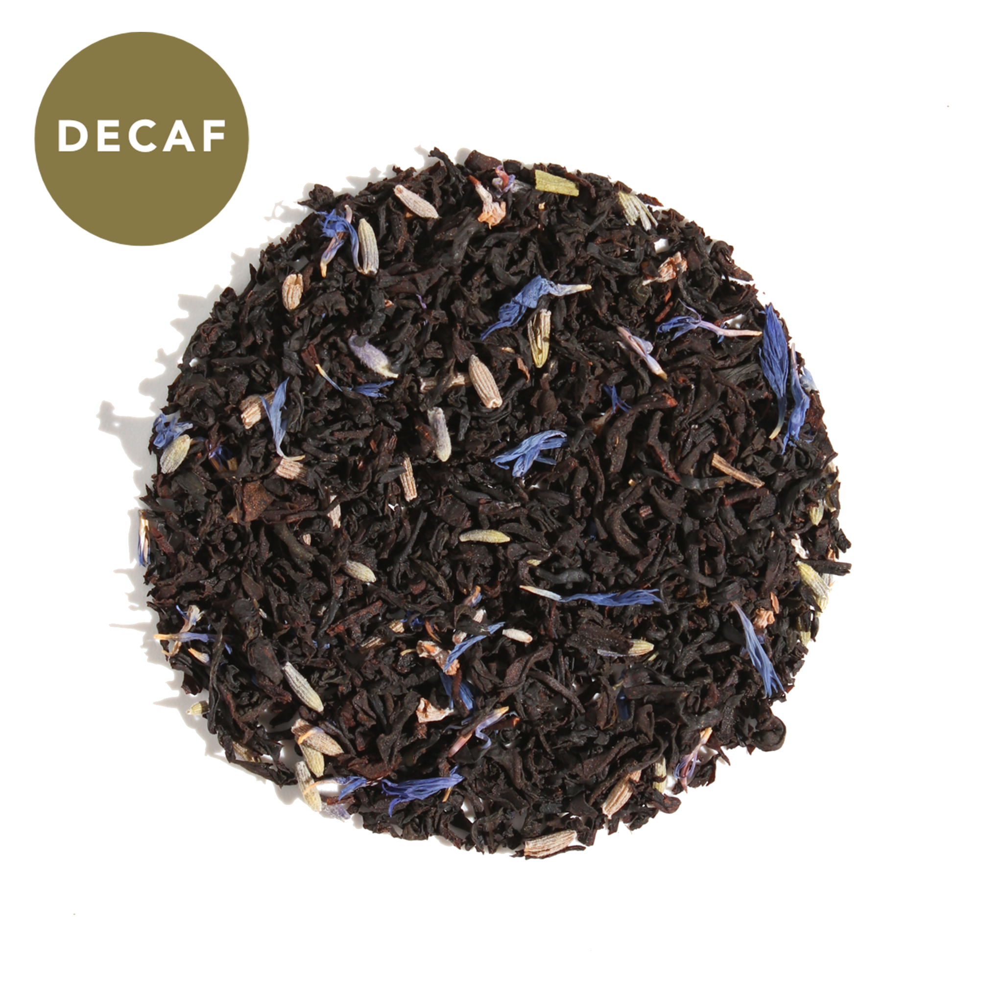 Cup of Plum Deluxe Tea Delightful Morning Blend Earl Grey Lavender in a white teacup on a wooden table.