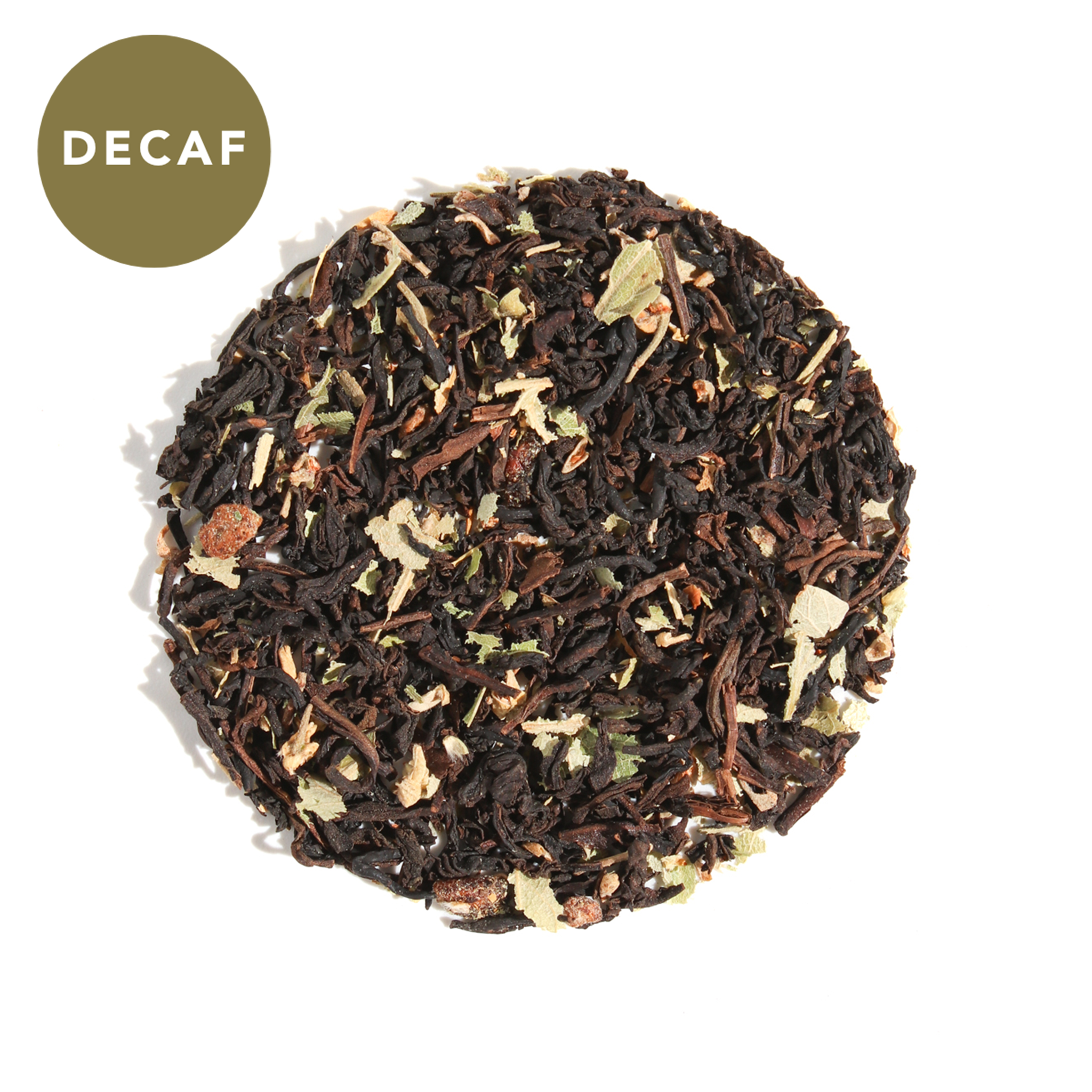 Decaf Wonder-Full Pomegranate Black Tea by Plum Deluxe Tea, showing a steaming cup of brewed black tea with pomegranate flavor.