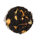 Cup of Pumpkin Spice Brulee Oolong Tea by Plum Deluxe Tea with a warm, inviting aroma and rich orange hue.