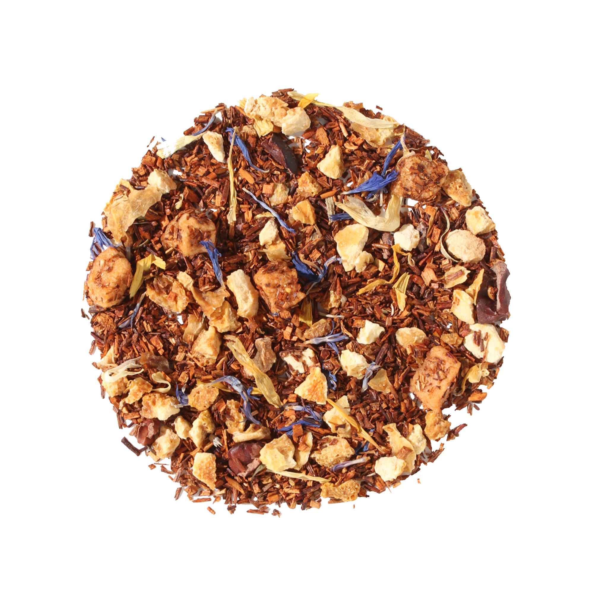 Plum Deluxe Soul Warmer Herbal Tea with hazelnut, chestnut, and caramel flavor in a glass teacup.