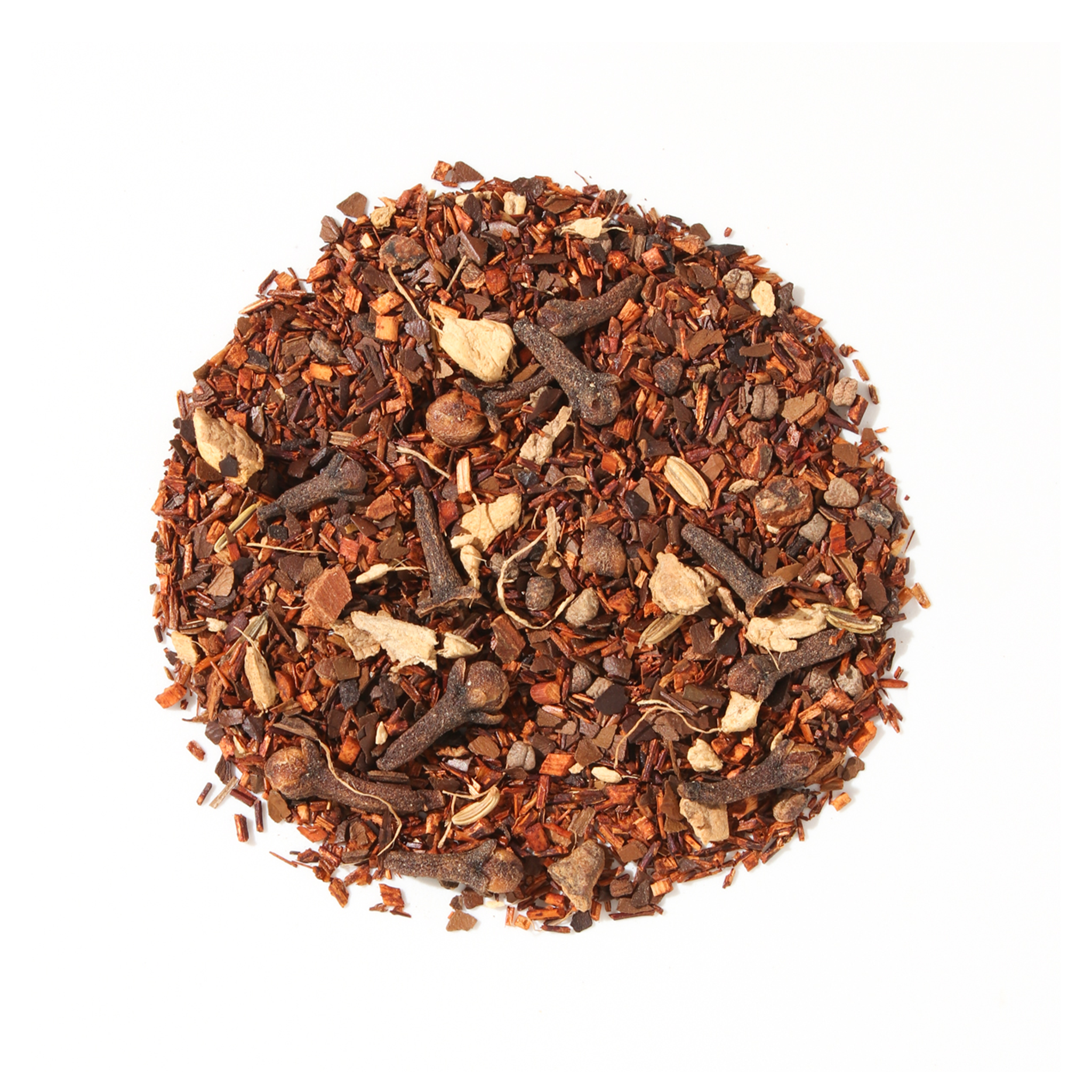 Stargazer Caramel Maté Chai tea bag from Plum Deluxe Tea with caramel and chai spices in a tea package.