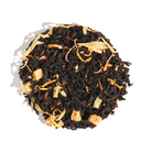 Sweet Georgia Peach Black Tea by Plum Deluxe, featuring hints of caramel and walnut, with dried tea leaves and flavor accents.
