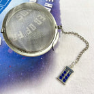 Plum Deluxe Tardis Tea Infuser Ball, stainless steel tea infuser with Tardis design for brewing loose leaf tea.