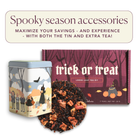 Halloween Trick or Treat Sampler Box by Plum Deluxe Tea featuring 7 exclusive tea blends in festive packaging.