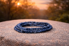 4mm faceted natural sodalite crystal stone energy bracelet showcasing blue and white stones with silver-tone clasp.