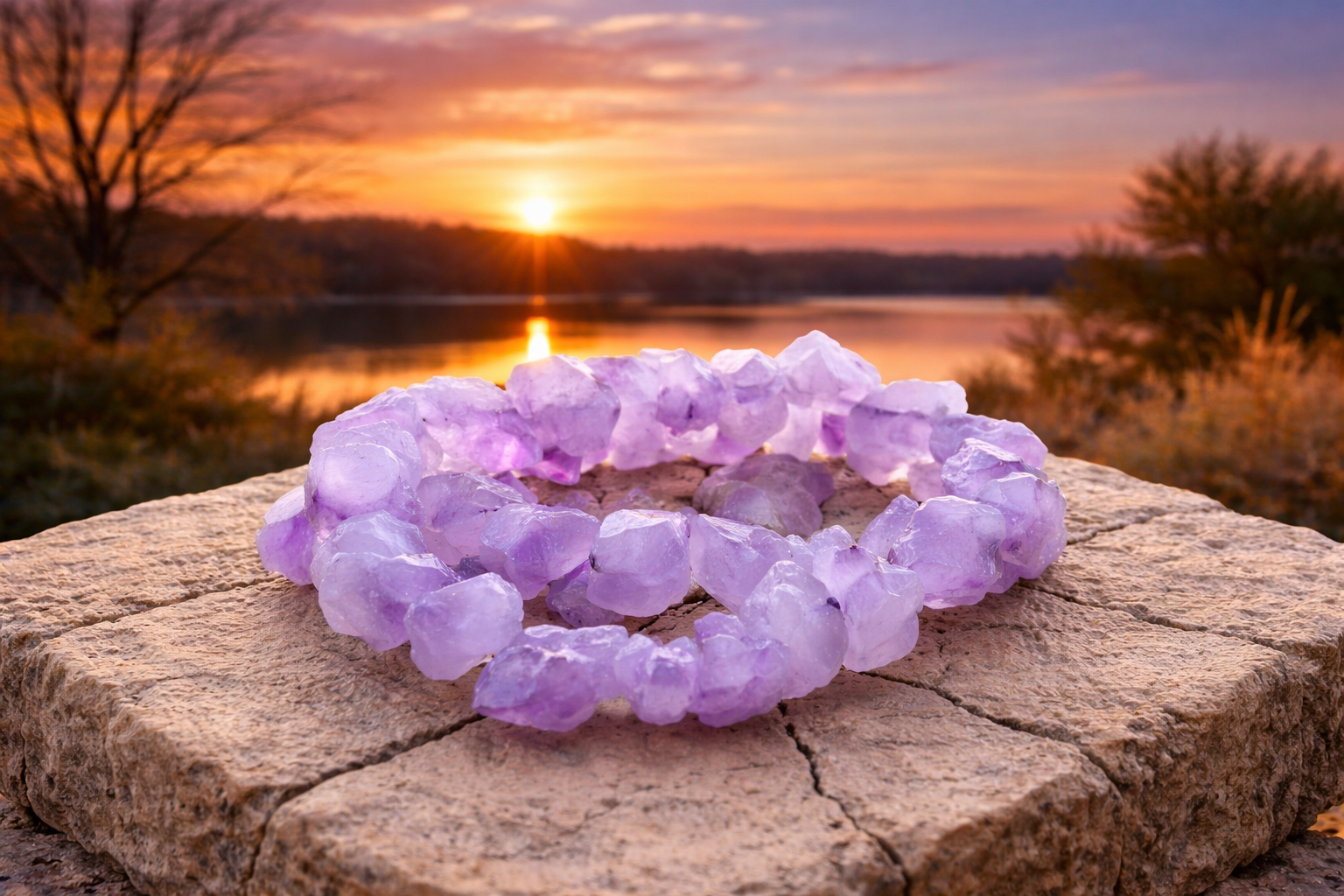 Amethyst Skeletal Bracelet with silver accents, featuring a detailed skeletal design and polished purple amethyst stones.