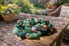 Moss agate natural crystal gemstone star bracelet with green and brown earthy tones, crafted by Practical Magic Store.