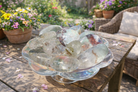 Natural garden quartz phantom lodolite crystal energy palm stones, showcasing vibrant inclusions and polished smooth surface.