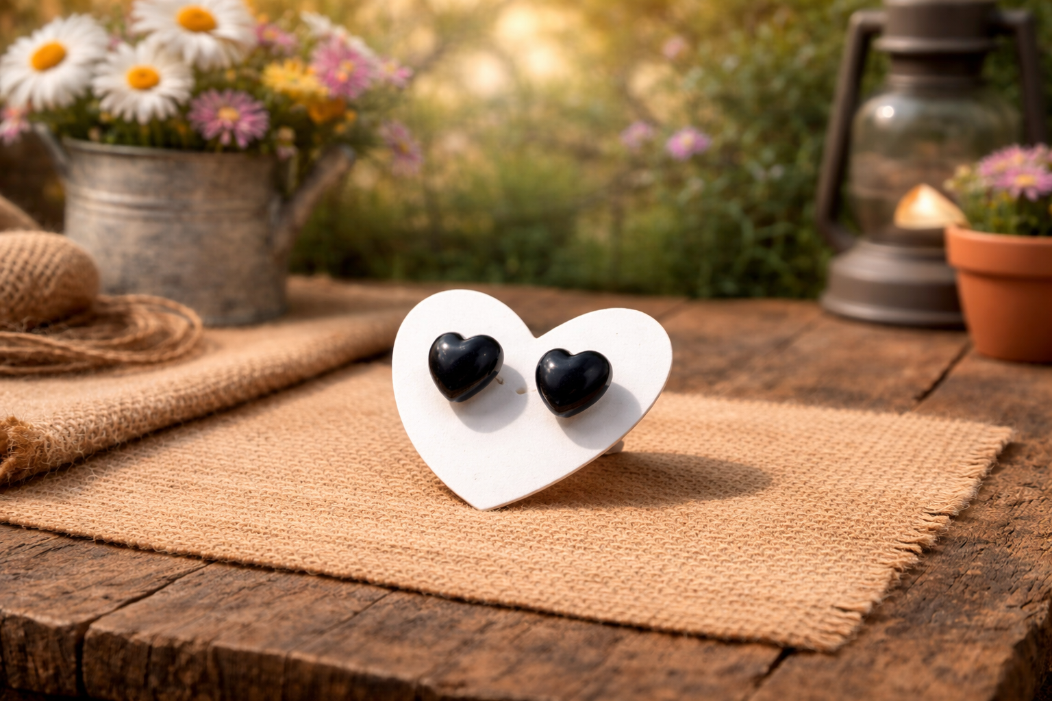 Natural stone Hypersthene heart earrings with 925 sterling silver studs, featuring crystal energy design for a stylish look.