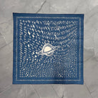 Cerulean altar cloth by Prisma Visions with intricate patterns, draped over an altar for spiritual or ceremonial use.