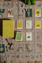 Altar cloth featuring The Houses of Lenormand design by Prisma Visions, with intricate symbolic patterns on fabric.