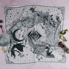 Prisma Visions silk kerchief altar cloth featuring vibrant, intricate patterns in rich colors, draped on a religious altar.