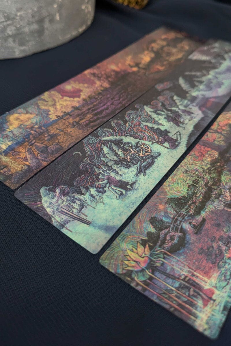 Set of four Prisma Visions Mirra Visions bookmarks featuring colorful, artistic designs in a bundled collection.