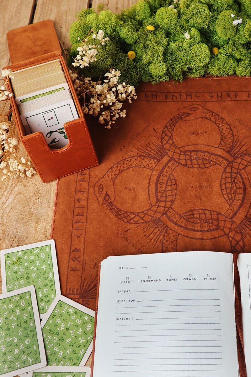 Green Glyphs carrying case by Prisma Visions, featuring a vibrant glyph design, with a zippered closure and compact storage space.