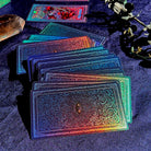 Illuminated Prisma Visions Tarot deck 10th Anniversary Edition with vibrant, detailed artwork on tarot cards.