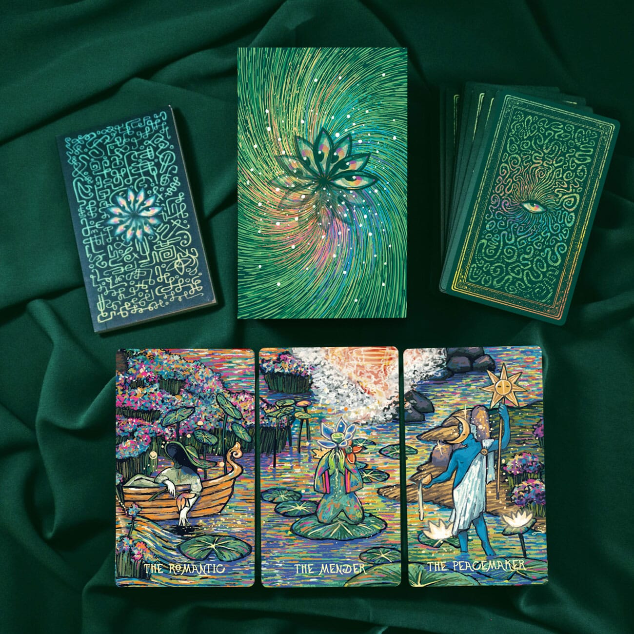 Prisma Visions Cosma Visions Oracle deck showing colorful card illustrations from the second edition.