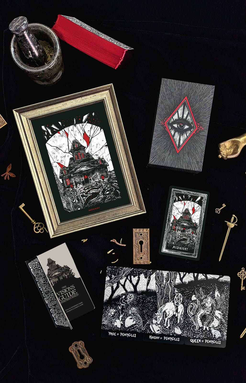 Prisma Visions Night Visions Tarot deck, second edition, featuring colorful, artistic tarot card illustrations in a box.