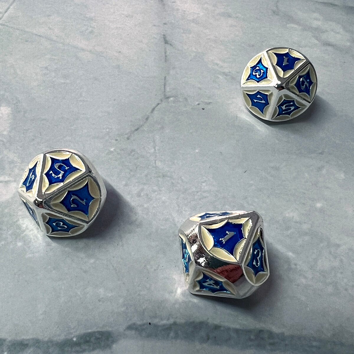 Cerulean Prisma Visions dice set featuring vibrant blue polyhedral dice for tabletop gaming and role-playing adventures.