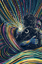 Colorful Prisma Visions print titled "Day Breaks the Night" featuring a vibrant, abstract design on a 12x12-inch print.