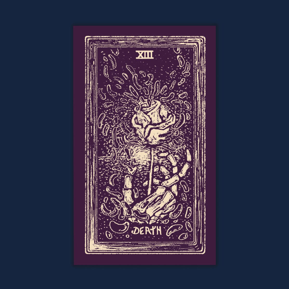 Cream-colored Prisma Visions Death Light Visions Tarot print, 12x20 inches, featuring artistic tarot card imagery on paper.
