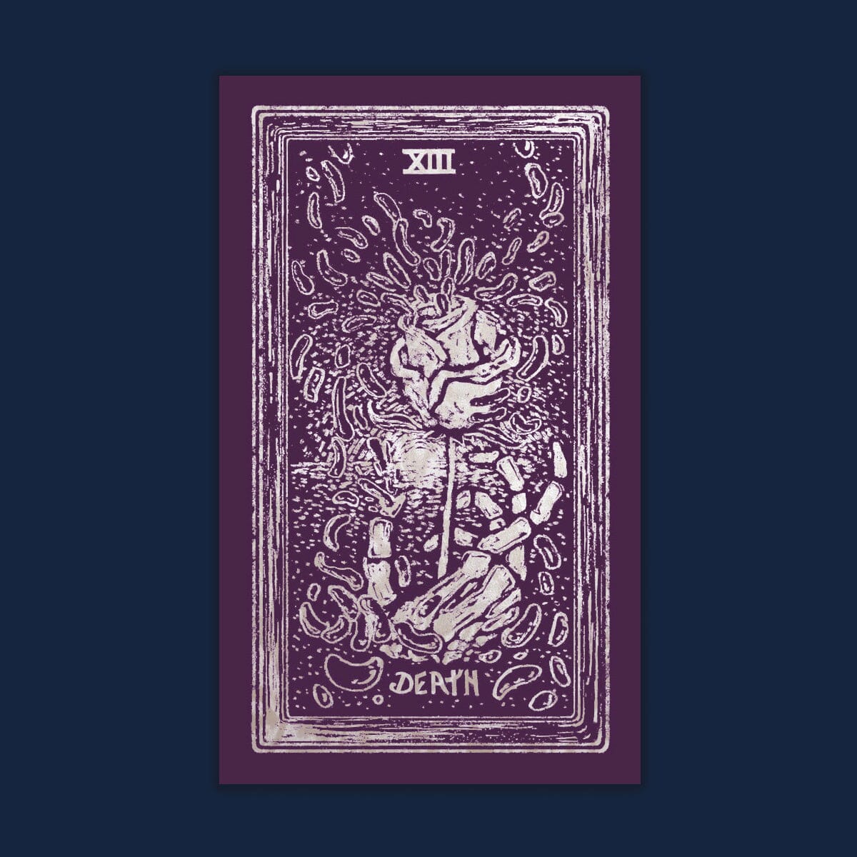 Cream-colored Prisma Visions Death Light Visions Tarot print, 12x20 inches, featuring dark, mystical artwork on paper.