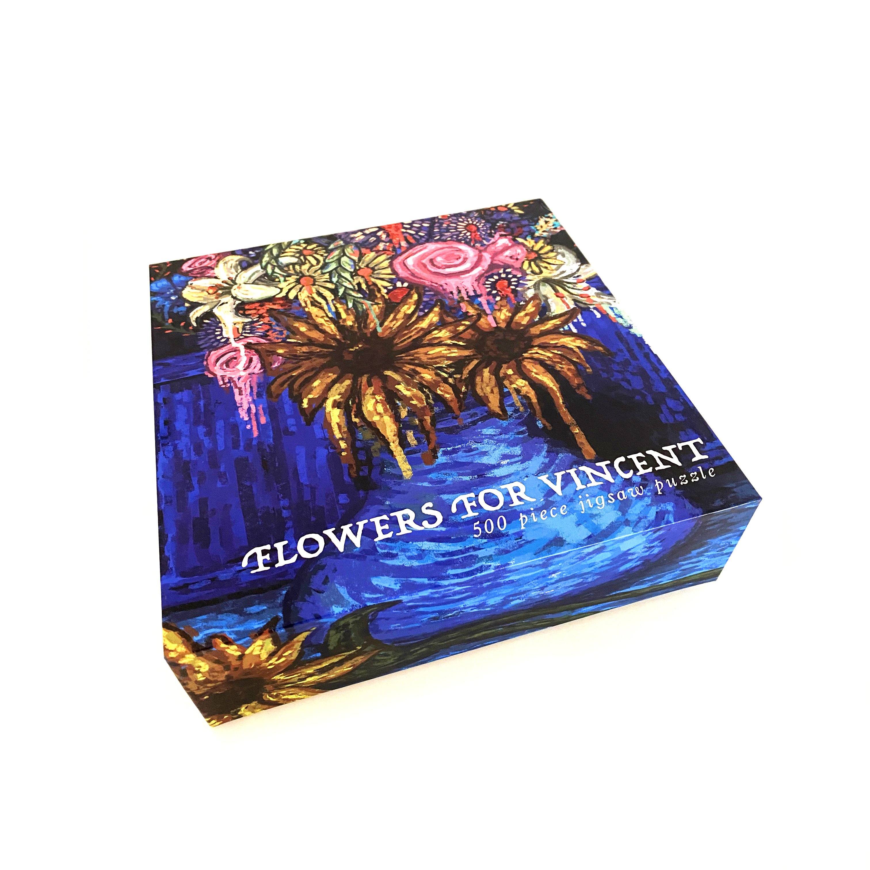 Prisma Visions Flowers for Vincent jigsaw puzzle featuring a colorful floral artwork with vibrant petals and intricate details.