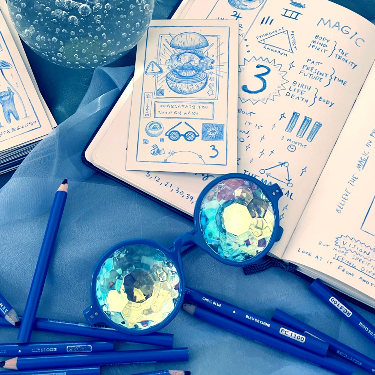 Cerulean spectacles by Prisma Visions with clear lenses and a blue frame, stylish eyewear for everyday wear.