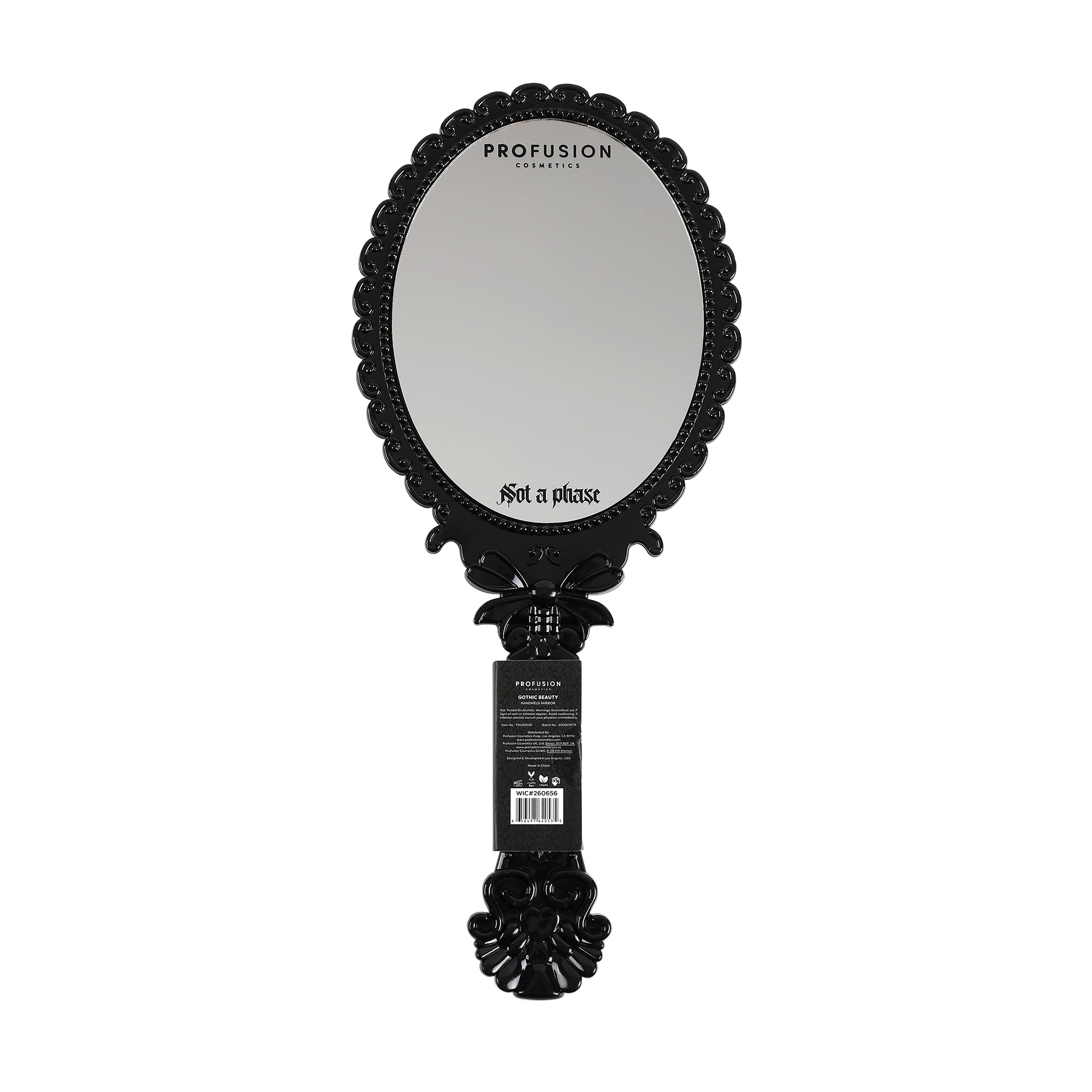 Profusion Cosmetics Not A Phase handheld mirror, a stylish accessories piece with a colorful design, ideal for on-the-go use.
