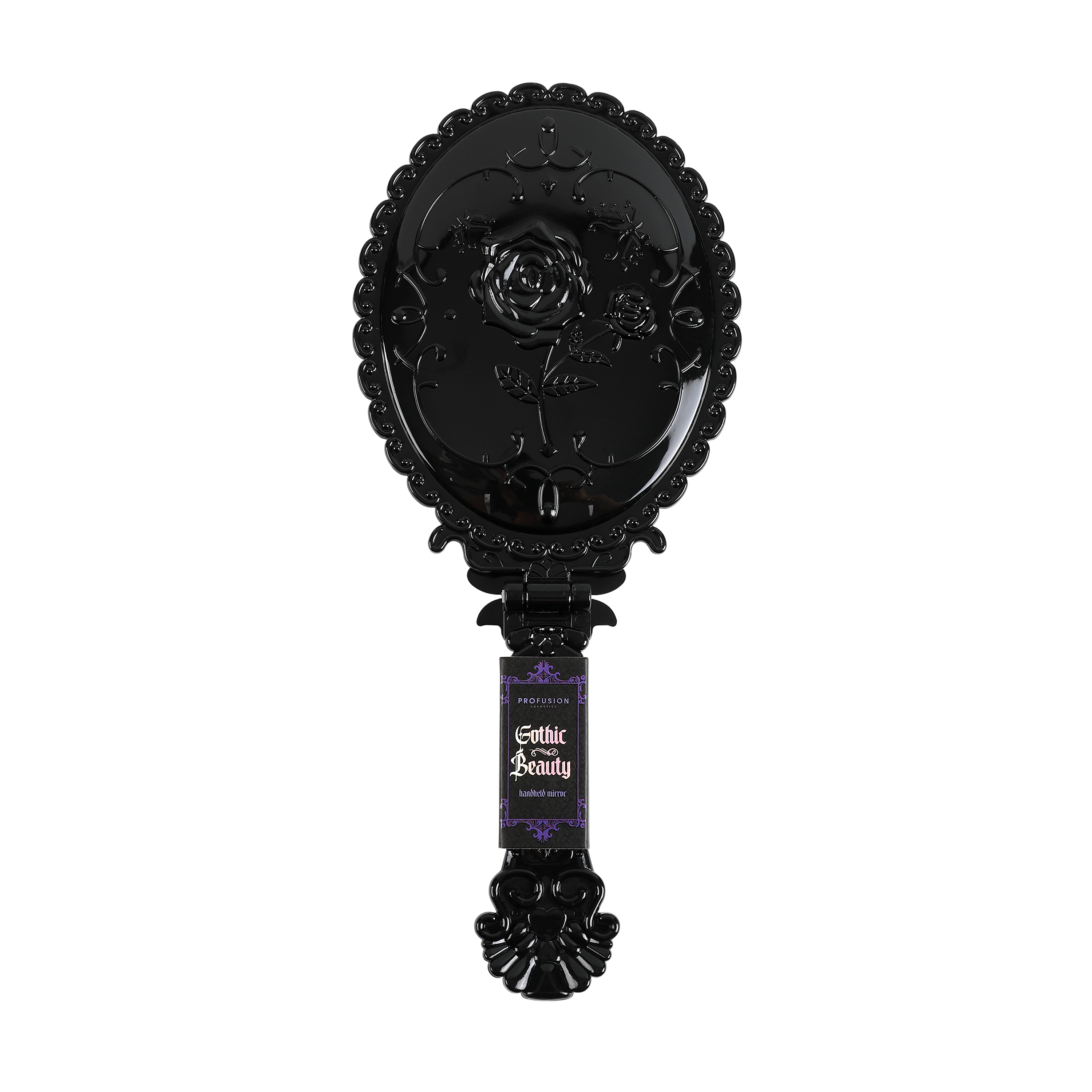 Profusion Cosmetics Not A Phase handheld mirror, a stylish accessory with a reflective surface and decorative handle.