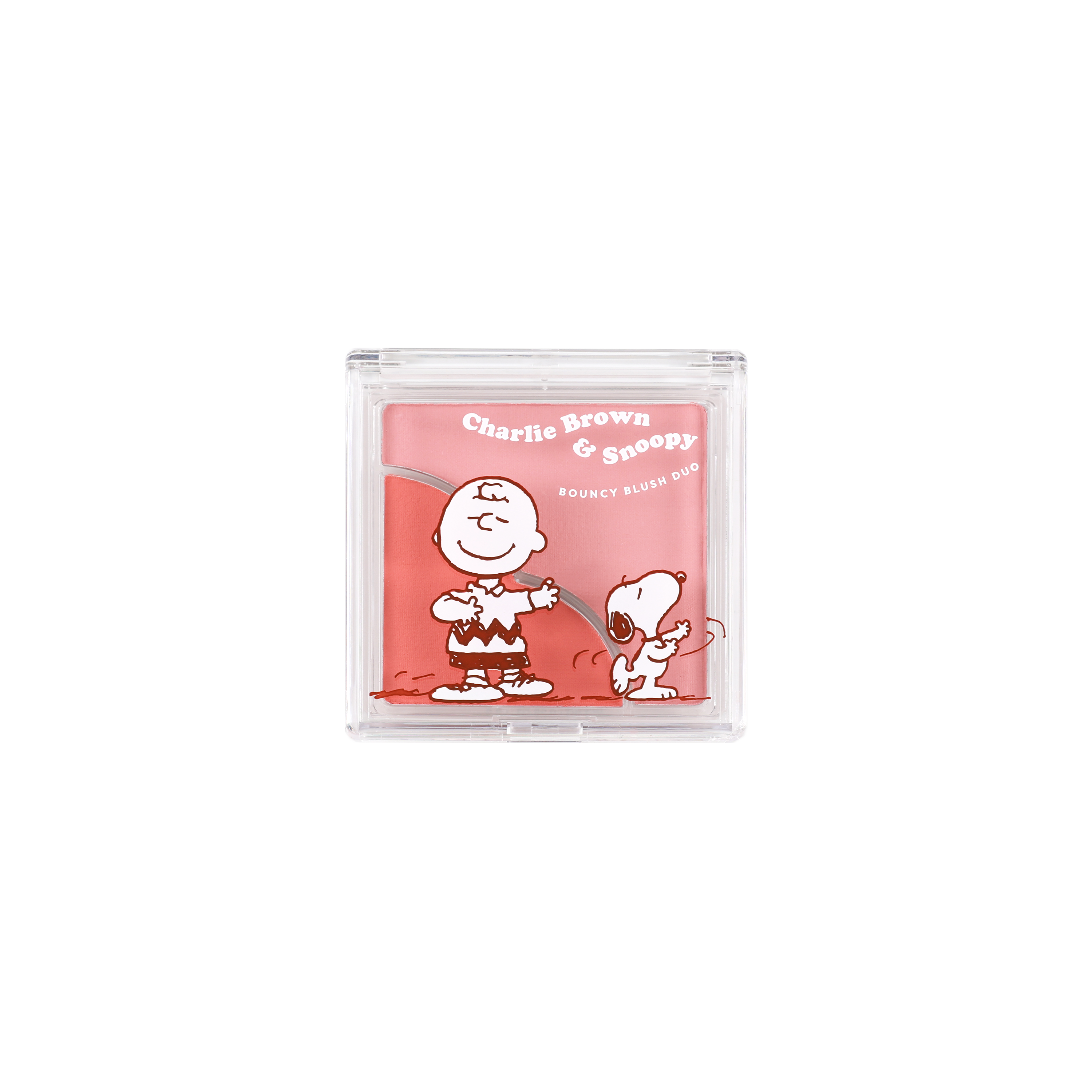 Profusion Cosmetics Peanuts 75th Charlie Brown & Snoopy Bouncy Blush Duo with pink and beige shades in compact.