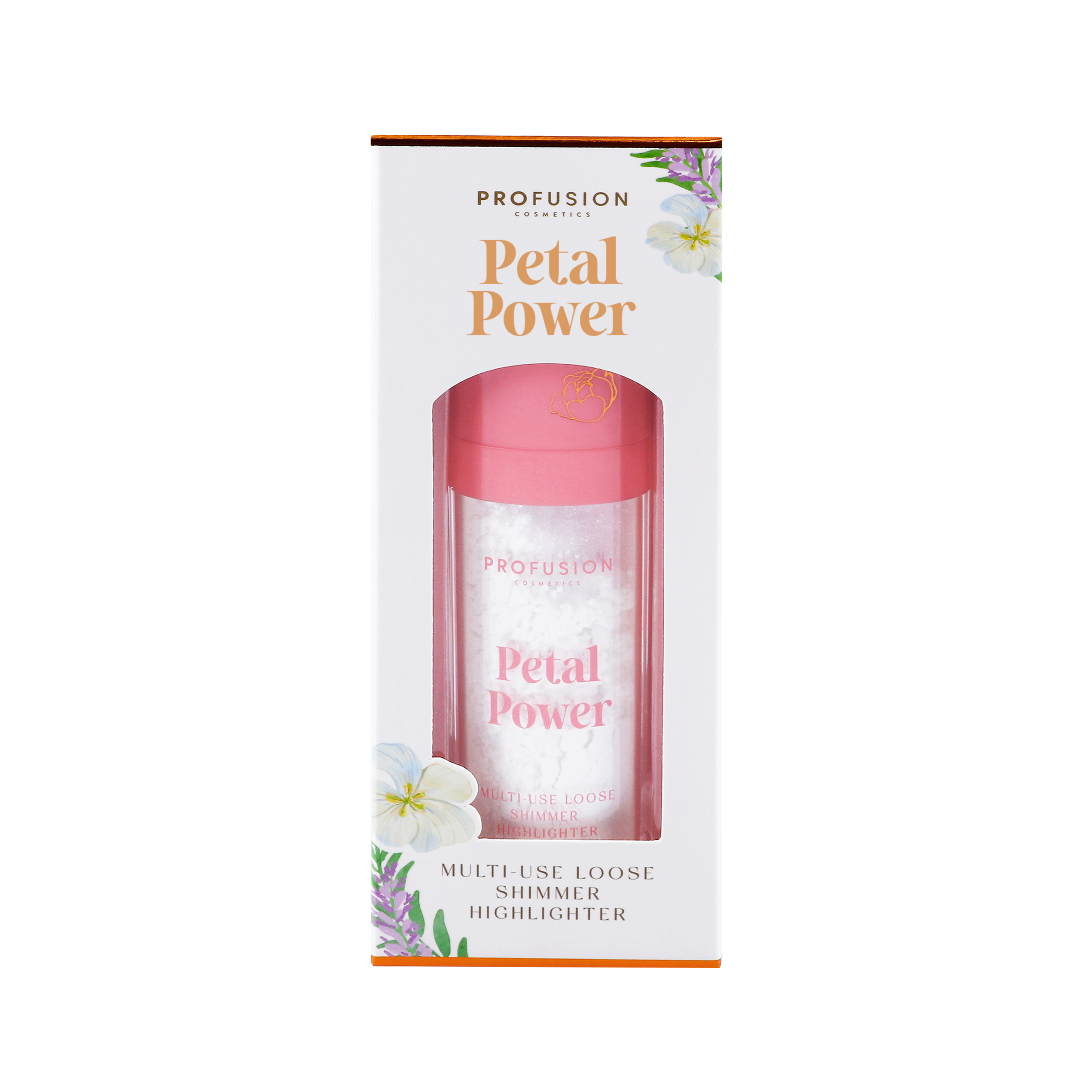 Profusion Cosmetics Petal Perfect Petal Power loose shimmer highlighter in blush and bronzer style, with a radiant, multi-use glow.
