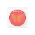 Profusion Cosmetics Empowered Butterfly Social Butterfly mousse blush in a vibrant pink shade, with butterfly packaging design.