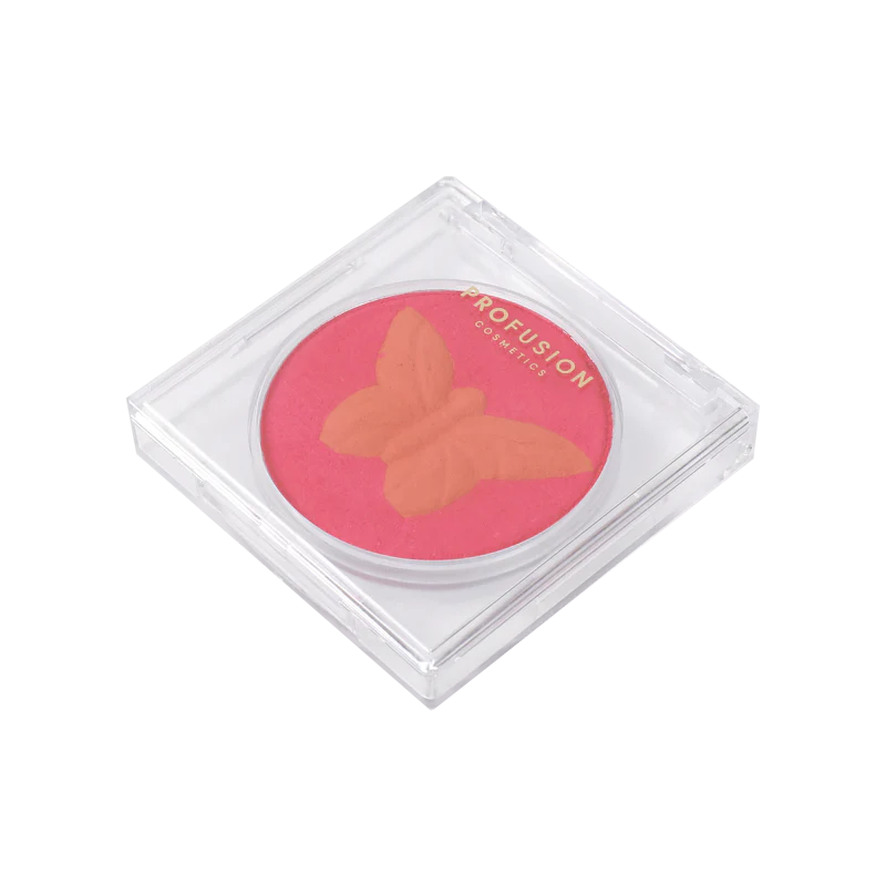 Profusion Cosmetics Empowered Butterfly Social Butterfly Mousse Blush in painted lady shade, creamy blush with vibrant pink tone.