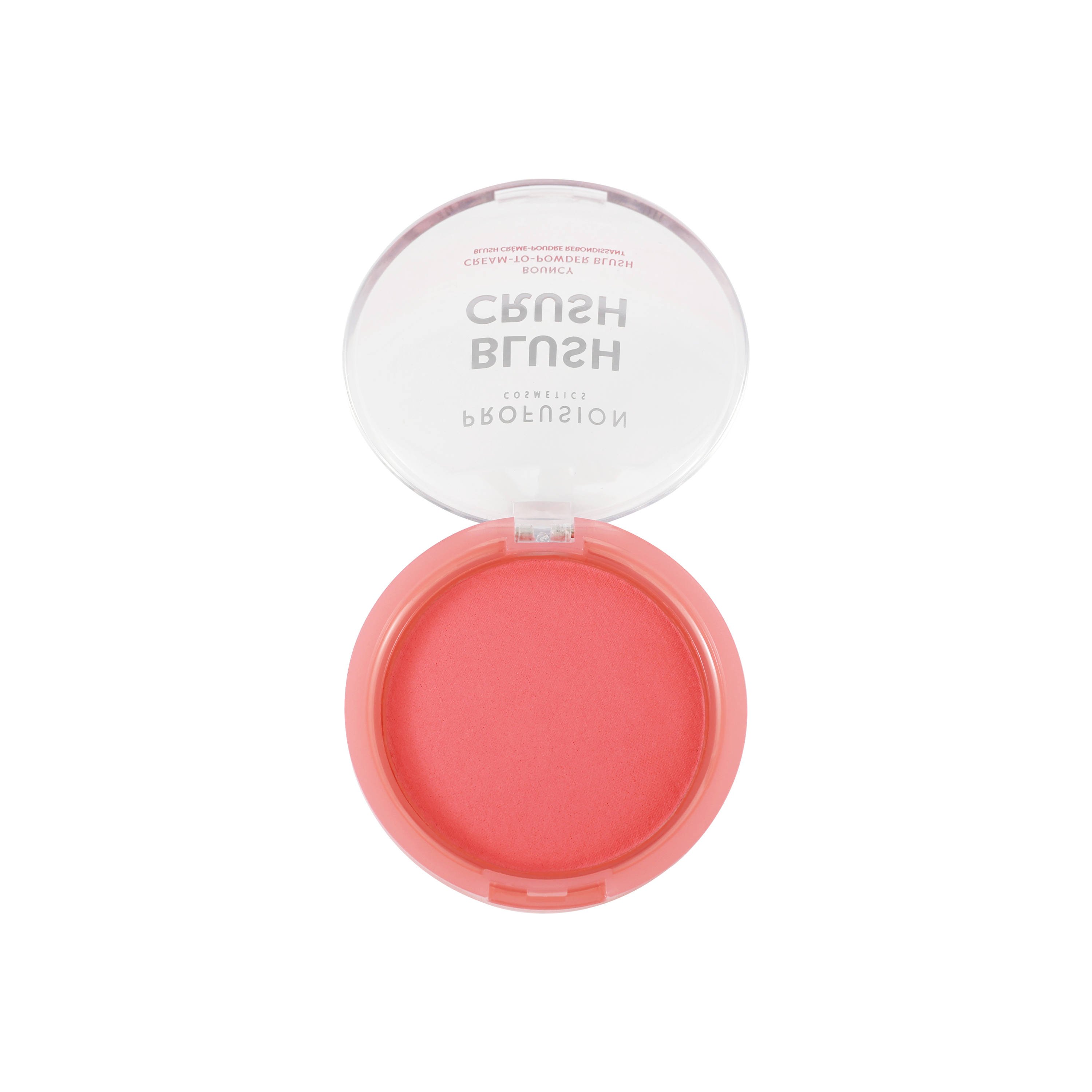 Profusion Cosmetics Blush Crush Bouncy Blush in Peach Crush, a soft, shimmering blush with a bouncy texture for radiant cheeks.