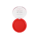 Profusion Cosmetics Blush Crush Peach Bouncy Blush in a vibrant peach shade, showcasing its soft, cushiony texture and compact form.