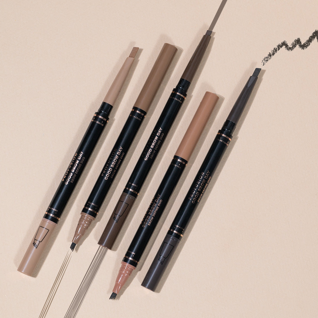 Profusion Cosmetics Good Brow Day Brow Define Duo for blond brows, featuring brow powder and pencil for precise shaping.