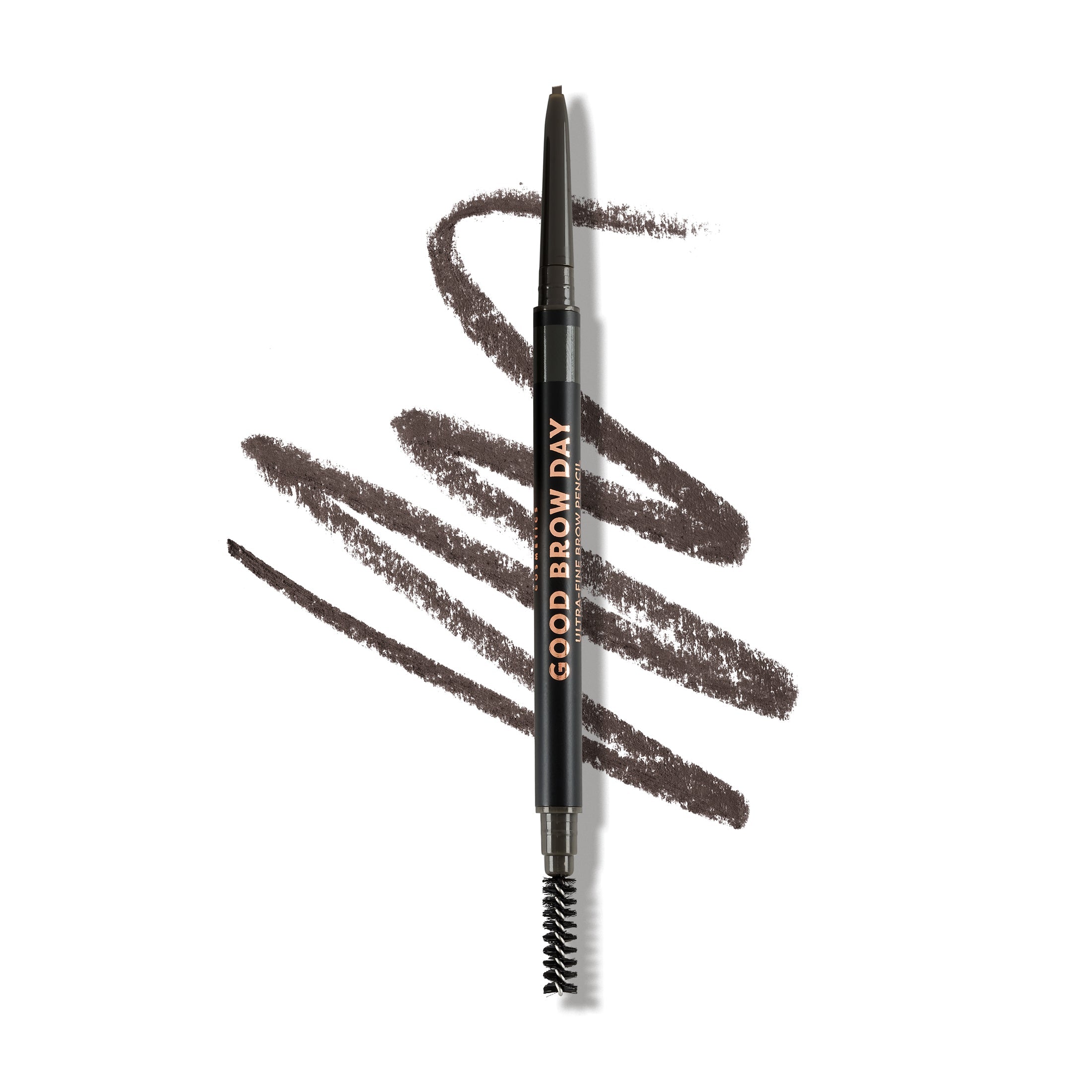 Blonde Profusion Cosmetics Good Brow Day Ultra-Fine Brow Pencil for natural-looking brows, close-up of the pencil tip and packaging.