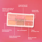 Profusion Cosmetics Blush 6 Shade Face Palette with a variety of natural pink and peach blushes for a radiant glow.