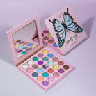 Profusion Cosmetics Empowered Butterfly Free Spirit 25-shade eyeshadow palette with vibrant and neutral colors on a white background.