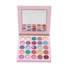 Profusion Cosmetics Empowered Butterfly Free Spirit 25-shade eyeshadow palette with vibrant, colorful eyeshadow pans arranged in a butterfly design.