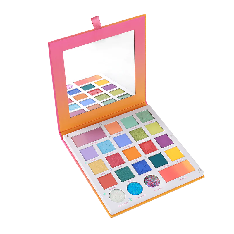 Profusion Cosmetics It's a Vibe Mainstage 23-Shade Eyeshadow Palette with vibrant and neutral colors in a sleek compact.