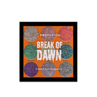 Profusion Cosmetics Spookarama Break of Dawn 9-shade pressed glitter palette with vibrant, glittery eyeshadow shades on a neutral background.