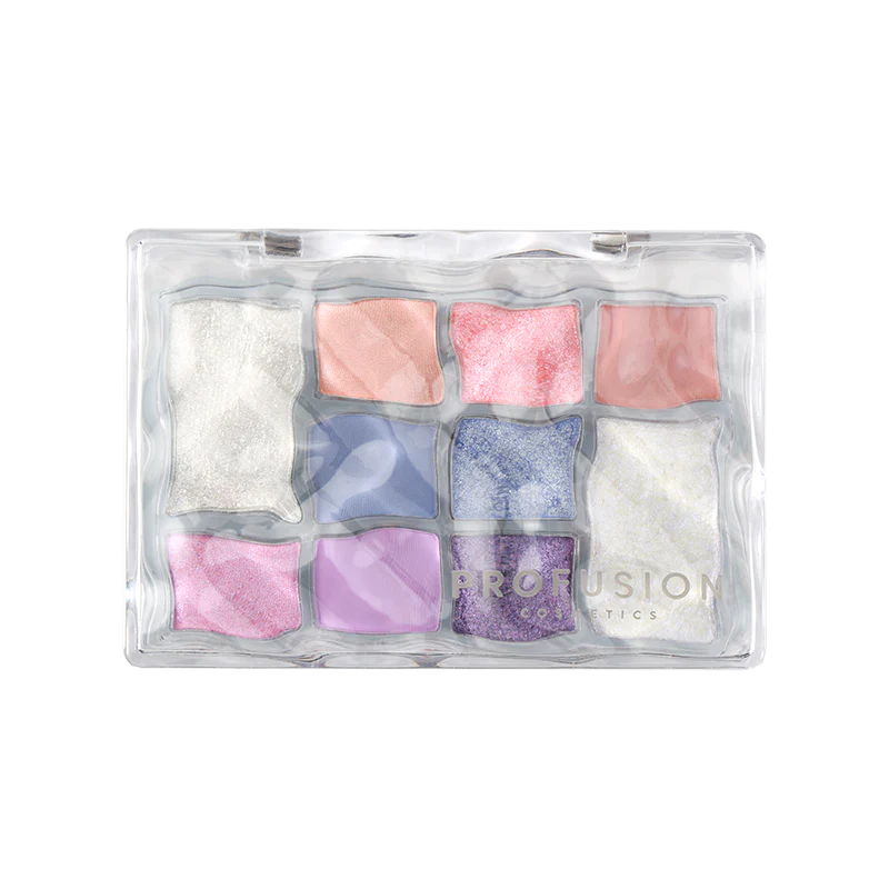 Closed Profusion Cosmetics 10 Shade Eye Palette with colorful eyeshadows in sleek compact for versatile eye makeup looks.