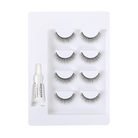 Profusion Cosmetics Frosted Snow Sparkle false eyelash set with four pairs of luxe, sparkling eye lashes on a white background.